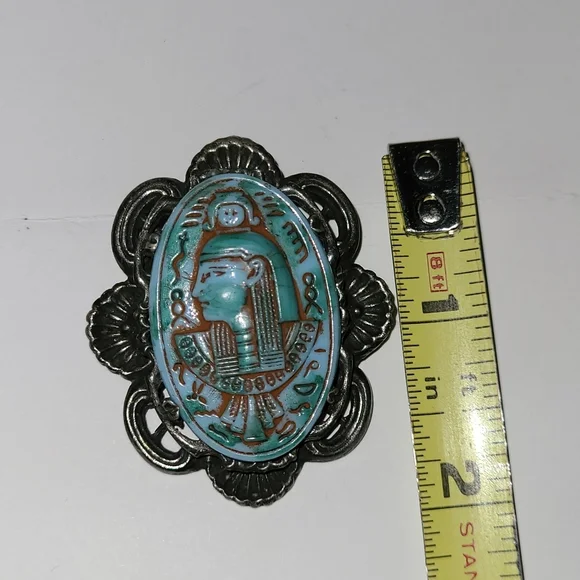 Vintage Neiger Bros Egyptian Revival Cameo Brooch Pin Czech Glass Antique EUC - Picture 5 of 7